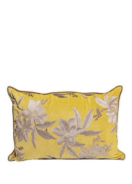 Cushion Lovely Flowers Sarı Keten Kırlent 60 x 40 cm