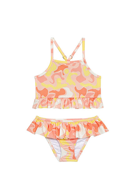 Sunset Feeling Fırfırlı UV Korumalı Kız Çocuk Bikini Takımı