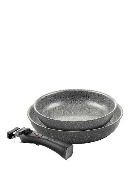 Torre Grey Aluminum Handle Set of 2 Frying Pans