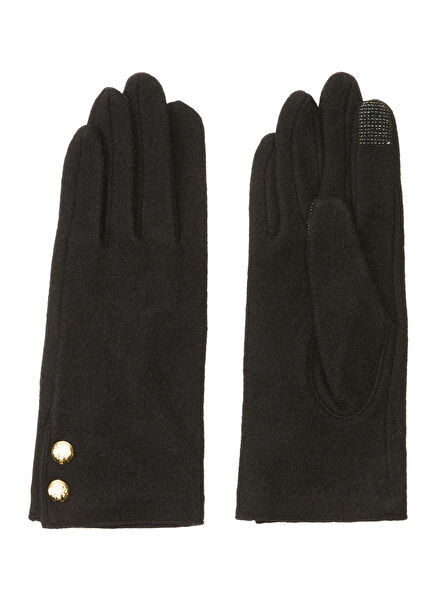 Siyah Kadın Yün Eldiven