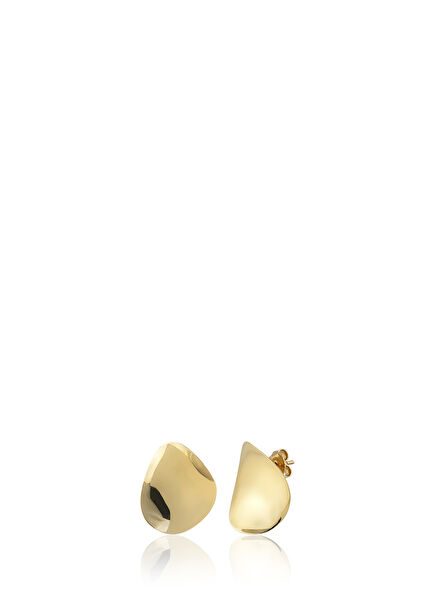 Concave Stud 14K Gold Women's Earring