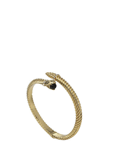 Halcyon Days Snake Twist Black Gold Small Hinged Bangle Bracelet