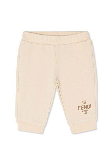 Açık Kahverengi Logolu Unisex Bebek Pantolon