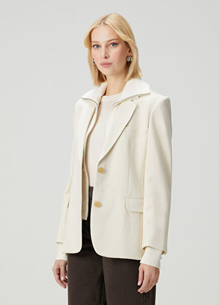 Frank Mixed-Media Ecru Blazer