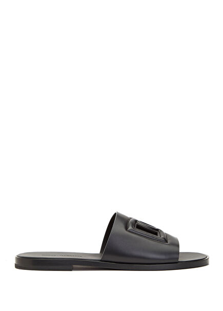 Black Men's Leather Slippers