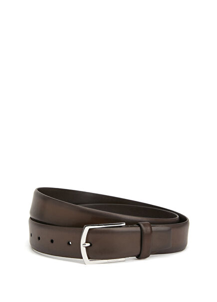 Dark Brown Men's Leather Belt