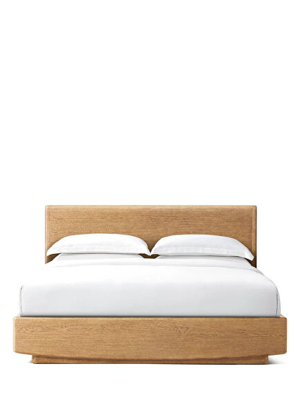 Glow Naturel Meşe Ahşap Çift Kişilik Karyola