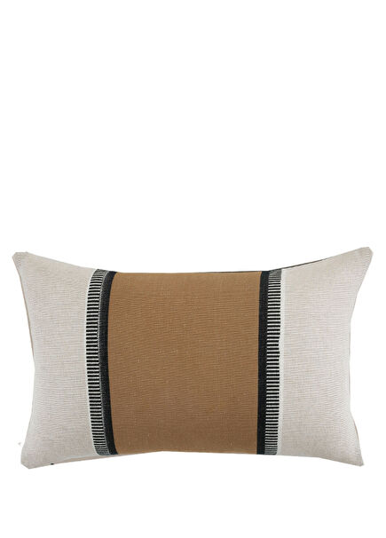 Nova Haki Detaylı Keten Yastık Kılıfı 35x55 cm