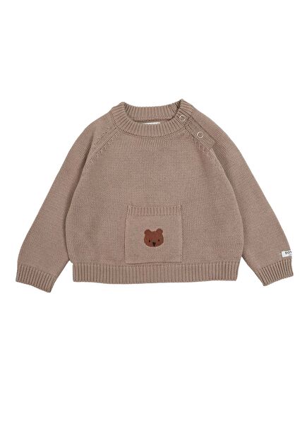 Loeke Taupe Bebek Organik Pamuk Kazak