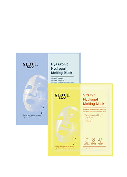 Vitamin and Hyaluronic Acid Hydrogel Transparent Dissolvable 2-Piece Face Mask 34 gr