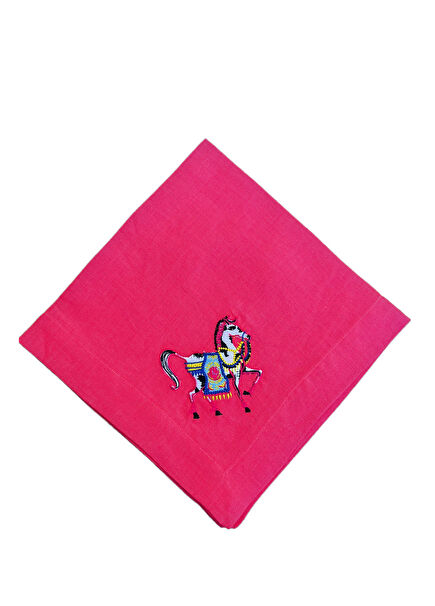 Pink Horse Patterned Decorative Service Napkin