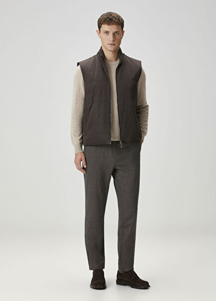 Kahverengi Desenli Yün Pantolon