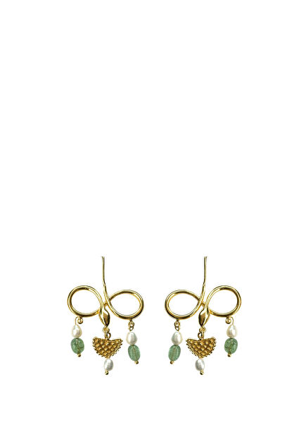 Serpent Eternity Gold Plated Jade Women's Earrings