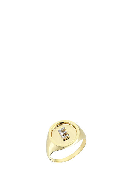 Diamond Letter Women's Gold Ring E
