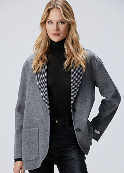 Limited Gri Melanj Yün Karışımlı Ceket
