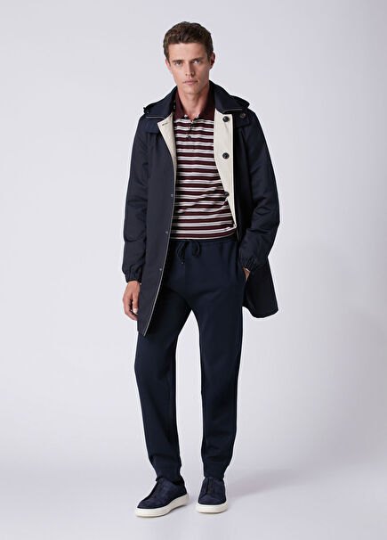 Navy Blue Waist Corded Interlock Sweatpants