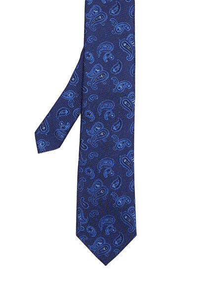 Blue Ethnic Patterned Silk Tie
