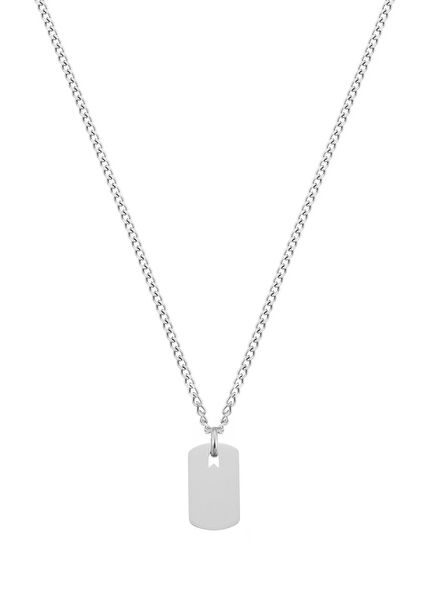 Gümüş Kaplama Ufak Plaka Erkek Çelik Kolye