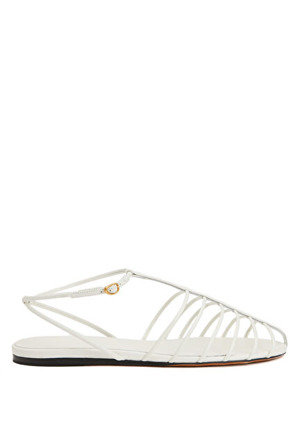 Tee Cage White Women's Leather Sandals