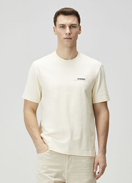 Kırık Beyaz Logo Detaylı T-shirt