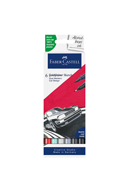 Gofa Sketch Kalıcı Mürekkepli Çift Fineliner Uçlu 6'lı Markör Car Design Set