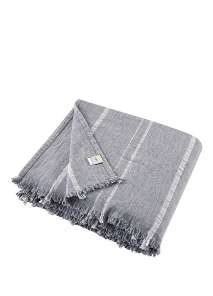 Valetta Wool and Linen Embroidered Grey Bedspread 180x240 cm