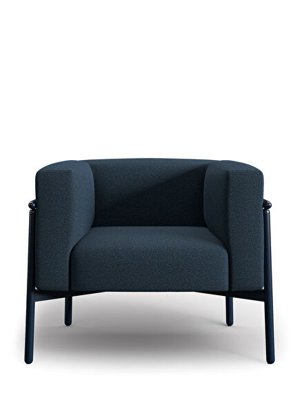 Bowie Navy Blue Metal Frame Wing Chair