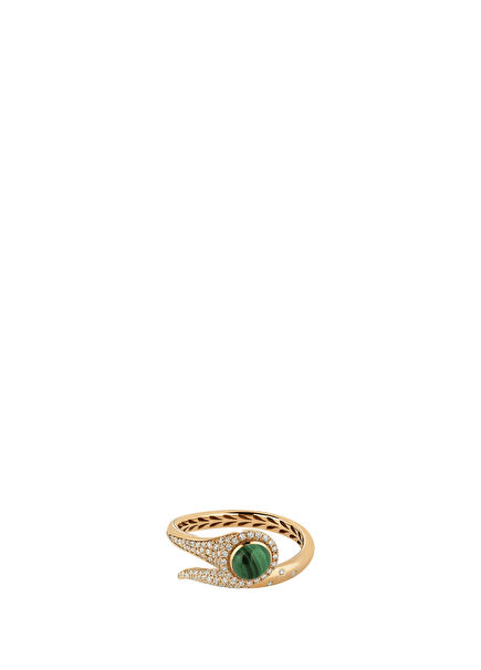 Fine Gold Ring with Malachite Set with Tropica Diamonds
