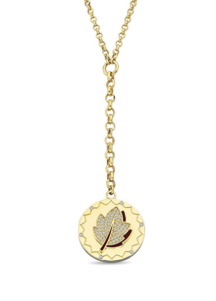 Shining Through Memories Red Diamond Stone 14K Gold Women's Necklace