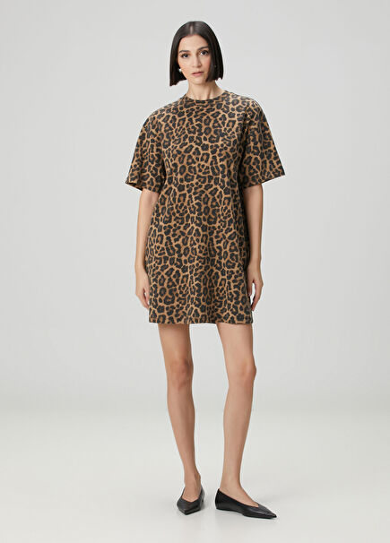 Leopard Print Mini T-Shirt Dress