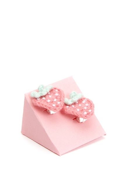 Strawberry Shaped Embroidered Girls' Earrings