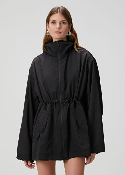 x Rosie Huntington Siyah Anorak Ceket