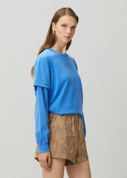 Blue Layered Long Sleeve T-Shirt