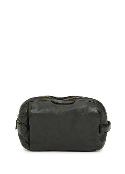 Helmet Siyah Deri Tıraş Çantası