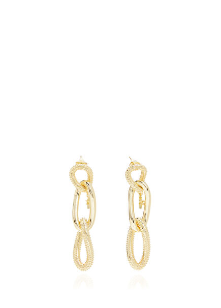 Gold Stone Women's Chain Earrings