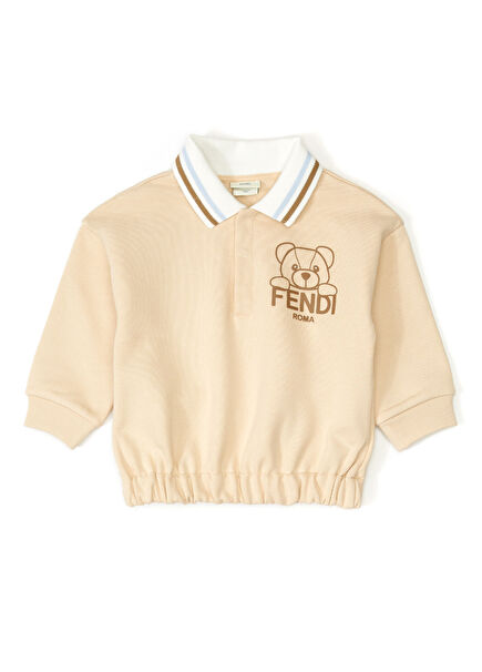 Beige Polo Neck Baby Boy Sweatshirt