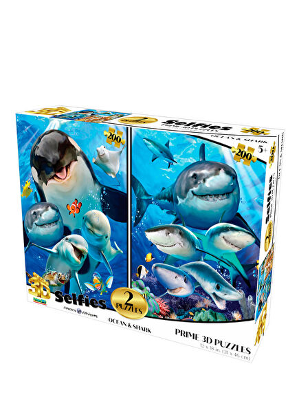 Ocean Fish and Sharks Selfie 200 Piece 2-piece 3D Puzzle