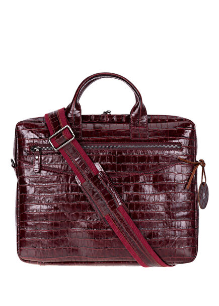 Burgundy Croco Burgundy Leather 13-14'' MacBook Laptop Bag