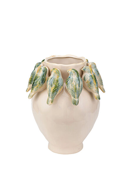Vedetta Bird Green Ceramic Large Size Vase