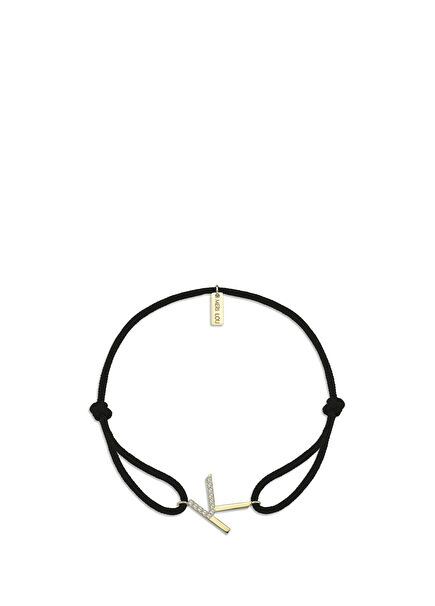 K Letter 14K Gold Women's Bracelet with Diamonds