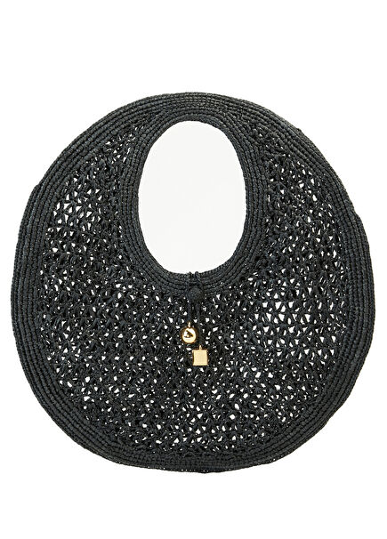 Le Rond Black Women's Raffia Beach Bag