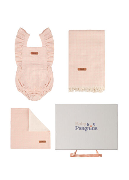 Pembe Fırfırlı Kız Bebek Tulum Seti