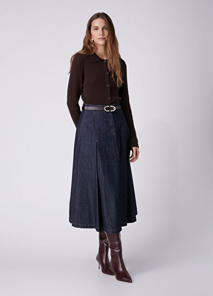 Indigo Midi Denim Skirt
