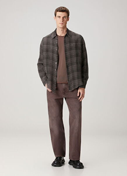 Third Cut Kahverengi Organik Pamuk Jean Pantolon