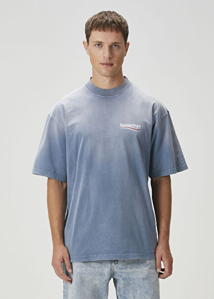 Medium Fit Political Campaign Mavi T-shirt