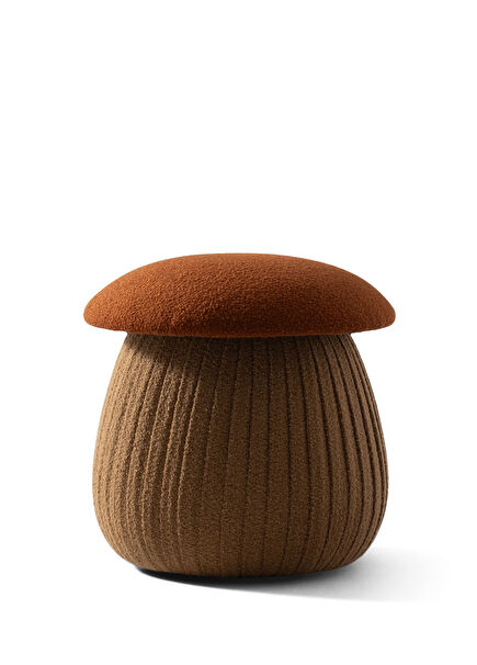 Smurf Orange Plush Upholstered Mushroom Pouf