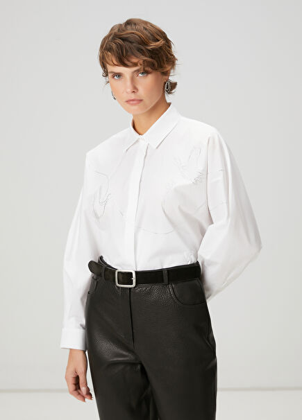 White Hotfix Detailed Shirt