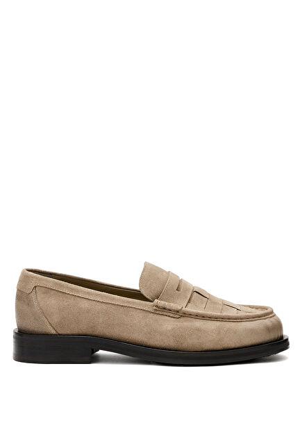 Beige Men's Suede Loafer