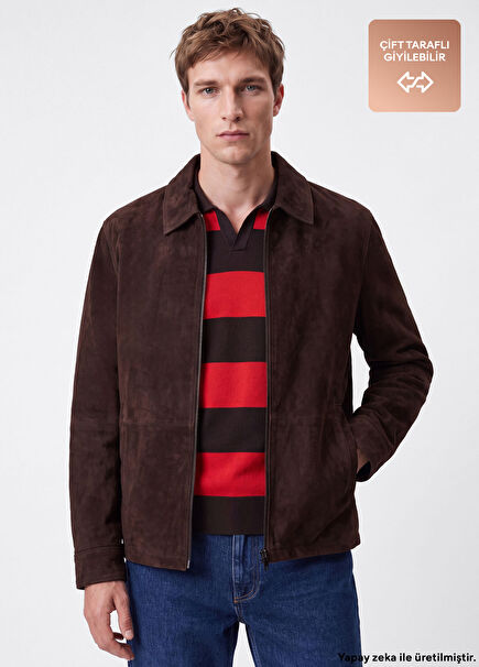 Dark Brown Micro Suede Reversible Jacket