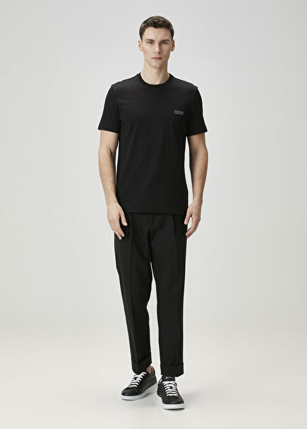 Black Waist Corded Wool Trousers